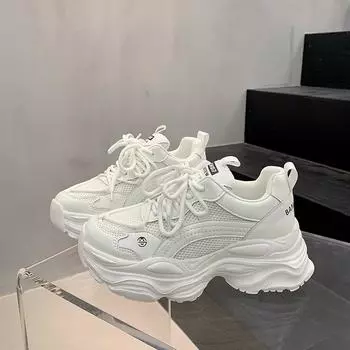 Повседневные туфли-лодочки, новые женские туфли на платформе из натуральной кожи, обувь для папы на высоком каблуке 35 чёрный