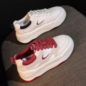 Повседневные туфли-лодочки, женские осенние новые модные туфли с мягкой подошвой для маффинов, бордовые, красные, смешанные тона, белые туфли с облегающим кроем, увеличивающие рост, смешанная партия 35