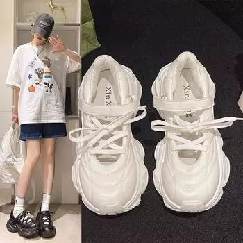 Повседневные туфли Muffin Thick Bottom Pops, женские летние и осенние туфли с перекрестными ремешками, дышащие, повседневные белые туфли 35 белый