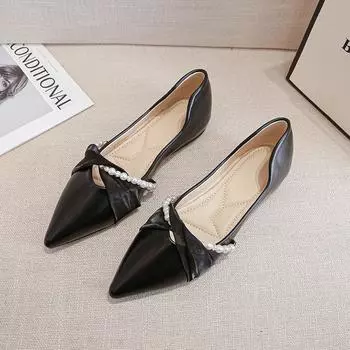 Повседневные туфли на плоской подошве с шипами и жемчугом, женские, новинка 2024 года, простые, универсальные, однотонные, женские туфли на весну 33 абрикосовый