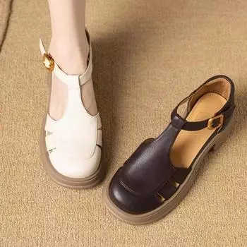 Повседневные туфли на танкетке для отдыха на пляже 35 бежевый