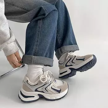 Повседневные туфли на толстой подошве для папы, женские, новинка весны 2025 года, ретро, легкие спортивные туфли 35 серый