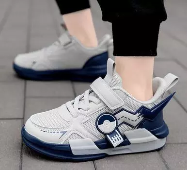 Повседневные уличные кроссовки для мальчиков и девочек, детская сетчатая дышащая обувь с героями мультфильмов 28 синий