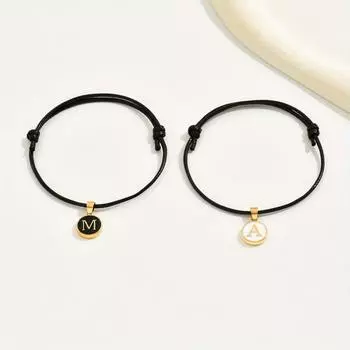 Повседневные универсальные черно-белые регулируемые браслеты с масляными буквами и дисками, подходящие для женщин, повседневных покупок и свиданий, подарки на День святого Валентина