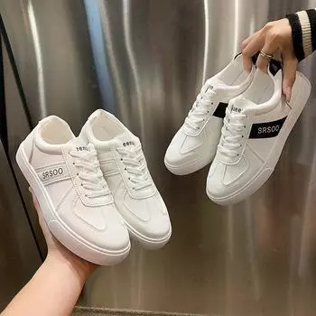 Повседневные универсальные простые белые туфли на толстой подошве для женщин 2024 года, новые весенне-летние туфли в стиле ретро, легкие спортивные туфли 36 чёрный