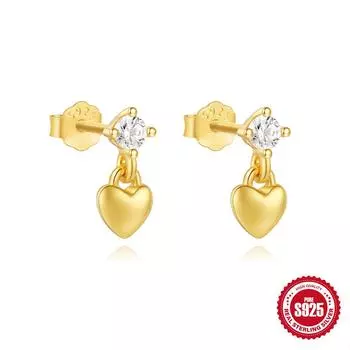 Повседневные Универсальные Серьги-пусеты из Стерлингового Серебра S925 с Бриллиантами в Форме Лепестков Четырехлистника 925 Silver