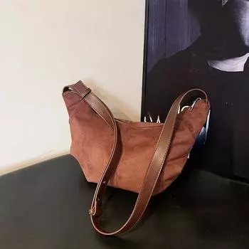 Повседневные универсальные сумки через плечо из искусственной замши в стиле ретро, ощущение роскоши, портативные классические сумки-хобо через плечо чёрный