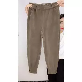 Повседневные утолщенные женские шаровары из вельвета и бархата, теплые спортивные брюки с высокой талией, зимние винтажные спортивные штаны для зимы XXXL верблюд