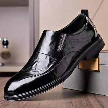 Повседневные заостренные кожаные туфли мужские деловые туфли с одной педалью весна-лето британские свадебные туфли дерби для жениха 38