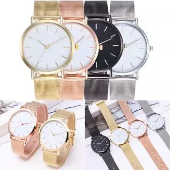 Повседневные женские и мужские роскошные брендовые простые кварцевые аналоговые часы, наручные часы с ремешком из нержавеющей стали розового золота