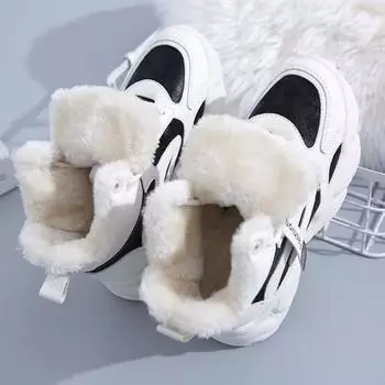Повседневные женские кроссовки из овчины, теплые нескользящие зимние ботинки, хлопковая обувь, нескользящая износостойкая хлопковая спортивная женская обувь 35
