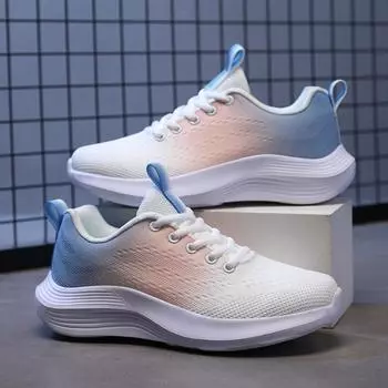 Повседневные женские кроссовки с толстой подошвой для бега, сетчатые, легкие, на шнуровке, дышащие, нескользящие, с мягкой подошвой, вулканизированные, дизайнерская обувь 35