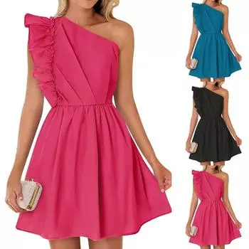 Повседневные женские летние платья с пышными рукавами и цветочным принтом, платье макси со сборками и открытой спиной, струящееся многослойное пляжное платье макси L чёрный