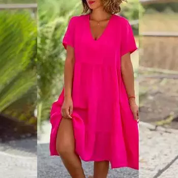 Повседневные женские платья из хлопка и льна, весна-лето, милое платье с коротким рукавом и V-образным вырезом, свободное платье большого размера XXXXXL чёрный
