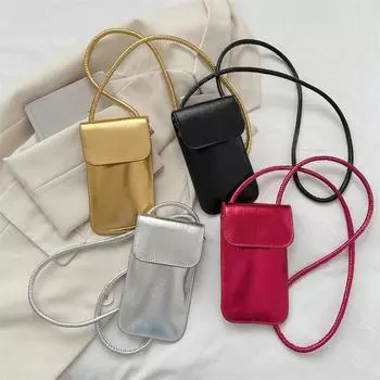 Повседневные женские сумки, кошельки из искусственной кожи, однотонный кошелек для мобильного телефона, женская сумка через плечо, сумка-мессенджер для денег 10.5x0.5x18.5cm золотой