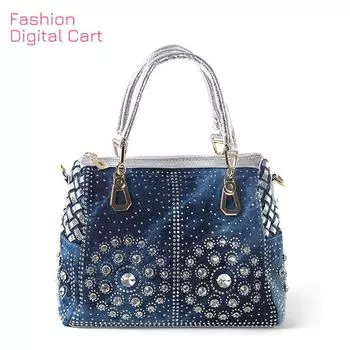 Повседневные женские сумки-тоут, дизайнерские женские сумки-мессенджеры с кристаллами и бриллиантами, роскошные сумки известного бренда, женские сумки, джинсовая сумка серебряный