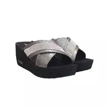 Повседневные женские тапочки Pierre Cardin Stone в полоску на танкетке