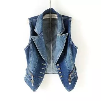 Повседневные женские топы, женский джинсовый жилет, куртка, весенне-осенняя одежда, короткие джинсы без рукавов, однобортные жилеты 5XL синий