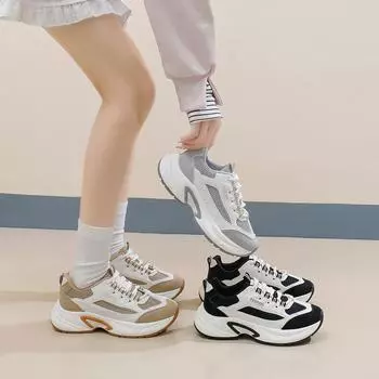 Повседневные женские туфли Dad Shoes на толстой платформе, нескользящие кроссовки для ходьбы со шнуровкой, удобные теннисные кроссовки, женские легкие дышащие кроссовки для бега 35