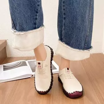 Повседневные женские туфли на плоской подошве с широкой шириной и полной стопой 35 чёрный