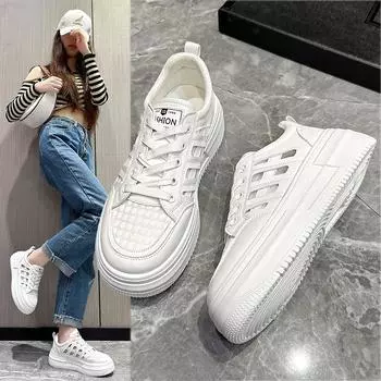 Повседневные женские туфли с открытой пяткой, толстая дышащая подошва, 2024, новые простые универсальные туфли с плоской подошвой, маленькие белые туфли, осеннее время 35 белый