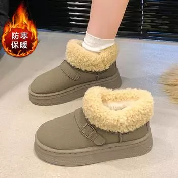 Повседневные женские зимние ботинки, женские зимние новые модные однотонные ботинки с круглым носком и толстой подошвой, женские ботинки, размеры 36-41 36