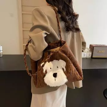 Повседневный большой вместительный женский рюкзак 2024 года, новая популярная универсальная сумка через плечо, текстурированная сумка-тоут для женщин 31*12*26 чёрный