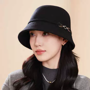 Повседневный британский стиль, новая модная шляпа-ведро из шерсти, универсальная, теплая, иностранный газ чёрный