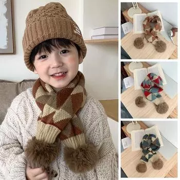 Повседневный детский вязаный шарф мягкий теплый зимний воротник простой клетчатый шарф для мальчиков и девочек подарки Style 3