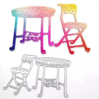 Повседневный дневной стол и стулья, металлические трафареты для скрапбукинга, тиснение, трафареты для изготовления карт, ремесленный декор серебряный