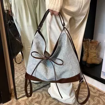 Повседневный дорожный рюкзак большой емкости женская сумка через плечо в стиле ретро модная портативная сумка-тоут чёрный