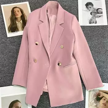 Повседневный двубортный бежевый костюм женские костюмы пиджаки весна осень корейская мода пальто британский формальный деловой пиджак пиджак S бордовый