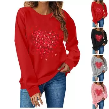 Повседневный хлопковый пуловер с длинными рукавами и круглым вырезом с принтом, свободная толстовка XL чёрный