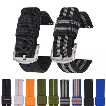 Повседневный холщовый ремешок для часов 18-24 мм, нейлоновый холщовый ремешок, браслет 18mm