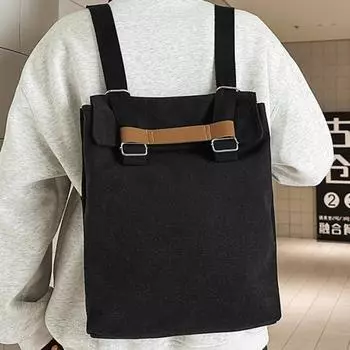 Повседневный холщовый рюкзак, большая вместительная сумка на одно плечо, рюкзак и школьный ранец чёрный