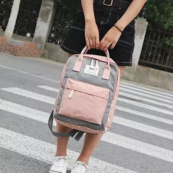 Повседневный холщовый рюкзак для женщин, сумки на ремне, студенческий туристический рюкзак, сумка контрастного цвета 40*30*13cm зелёный