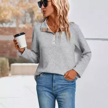 Повседневный комфорт и универсальность осенне-зимняя мода женский длинный рукав клетчатый сращивающийся свитер для женщин S светло-серый