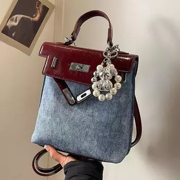 Повседневный контрастный цвет женский рюкзак, сумка на спину, многоцелевой плечевой кроссбоди портативный маленький школьный ранец No pendant бордовый