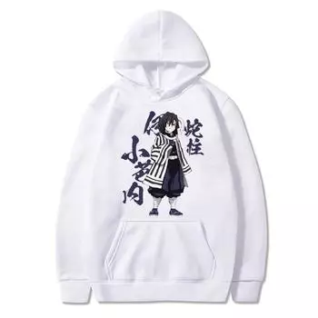 Повседневный крутой аниме-свитшот для мужчин и женщин Demon Slayer Iguro Obanai Plus Size Hoodie Harajuku Unisex Graphic Printed Hooded L