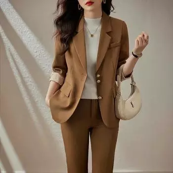 Повседневный маленький костюм для отдыха на открытом воздухе, женская мода, высокий уровень комфорта, универсальный костюм с разрезами, куртка Fried Street с длинными рукавами M