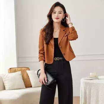 Повседневный маленький костюм женский двухпуговичный осенний костюм новый модный пиджак S