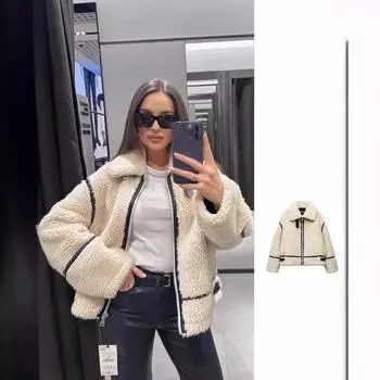 Повседневный меховой комбинезон из овечьей шерсти, контрастный осенний женский комбинезон, цветной плюшевый теплый комбинезон большого размера L белый