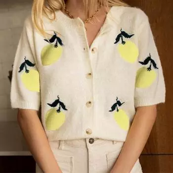 Повседневный минималистичный кардиган, вязаная верхняя одежда для женщин L белый