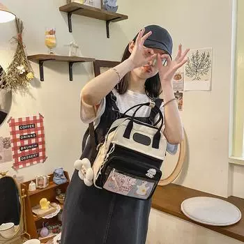 Повседневный модный рюкзак Kawaii 10.23x9.44x3.54in для походного подарка (черный) К