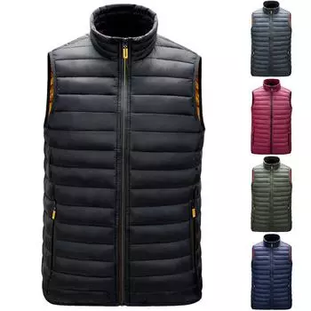 Повседневный мужской жилет, мужской свободный осенне-зимний теплый пуховый хлопковый жилет, пальто One size