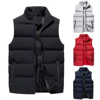 Повседневный мужской жилет, мужской свободный осенне-зимний теплый пуховый хлопковый жилет, пальто XXXXXL красный