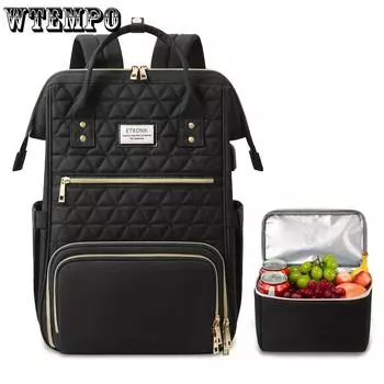 Повседневный нейлоновый рюкзак для обеда для женщин, с портом USB, рабочая сумка для медсестры и учителя, которую можно стирать в стиральной машине, регулируемые плечевые ремни, застежка-молния чёрный