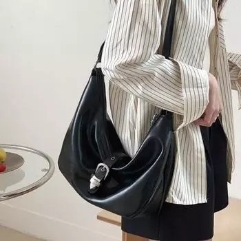 Повседневный нишевый дизайн металлическая пряжка текстура Pittot сумка подмышкой модная женская сумка через плечо белый