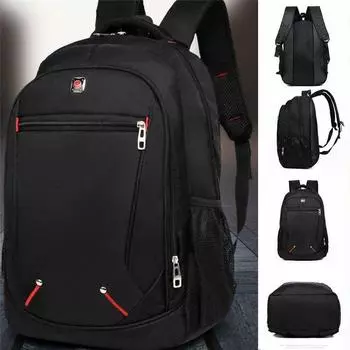 Повседневный однотонный материал Оксфорд Мужской рюкзак Многофункциональные вместительные студенческие сумки 6 чёрный