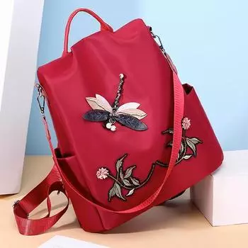 Повседневный оксфордский женский рюкзак, высококачественный студенческий школьный рюкзак для девочек, женский дорожный рюкзак красный